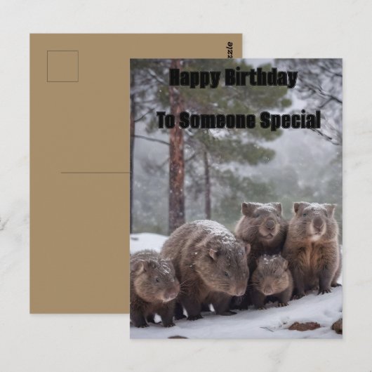 Bevroren Hol: Australisch Wombat Familie, Verjaard Briefkaart (Voorkant / Achterkant)