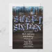 Bevroren Icicles Winter Wonderland Sweet 16 Sixtee Kaart (Voorkant)