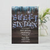 Bevroren Icicles Winter Wonderland Sweet 16 Sixtee Kaart (Staand voorkant)