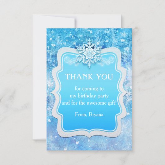 Bevroren IJs Winter Wonderland Party Bedankt Card (Voorkant)