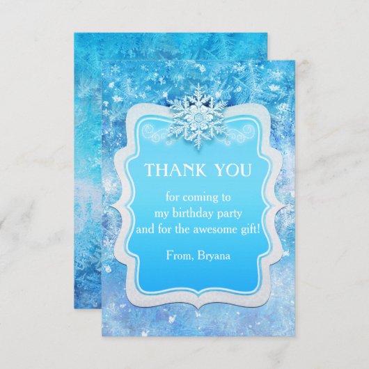 Bevroren IJs Winter Wonderland Party Bedankt Card (Voorkant / Achterkant)
