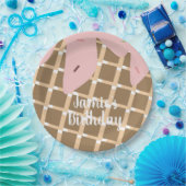 Bevroren ijsschokje Birthday Waffle Roze Papieren Bordje (Feest)