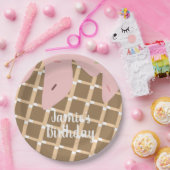 Bevroren ijsschokje Birthday Waffle Roze Papieren Bordje (Feest)