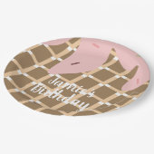 Bevroren ijsschokje Birthday Waffle Roze Papieren Bordje (Gekanteld)