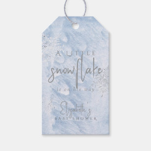 Bevroren Klein Sneeuwvlokje Blauwe Jongens Baby Sh Cadeaulabel