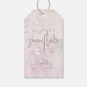 Bevroren Klein Sneeuwvlokje Roze Meisje Baby Showe Cadeaulabel