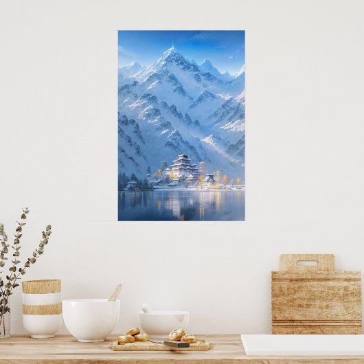 Bevroren klooster, winterlandschap poster (Keuken)