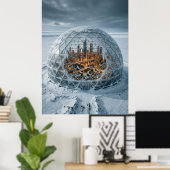 Bevroren Koepel Futuristische Stad Poster (Thuiskantoor)
