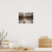 Bevroren kreek met brugposter poster (Keuken)