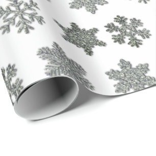 Bevroren kristal ijzige zilveren sneeuwvlokken  cadeaupapier