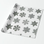 Bevroren kristal van zilveren sneeuwvlokken cadeaupapier (Uitgerold)