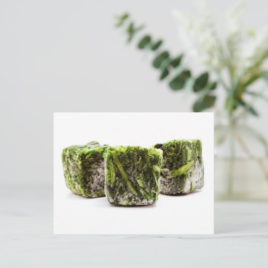 Bevroren kuddes van spinazie briefkaart (Staand voorkant)