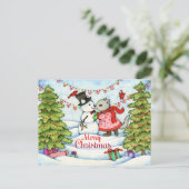 Bevroren Kus - het Leuke Art. van de Kat van Feestdagenkaart (Staand voorkant)