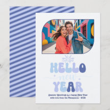 Bevroren Lucht Hello Nieuw Jaar Blauw Retro Foto