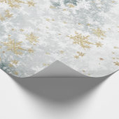 Bevroren meer Ice Fresh Fallen Gold Snowflakes Cadeaupapier (Hoek)