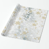 Bevroren meer Ice Fresh Fallen Gold Snowflakes Cadeaupapier (Uitgerold)