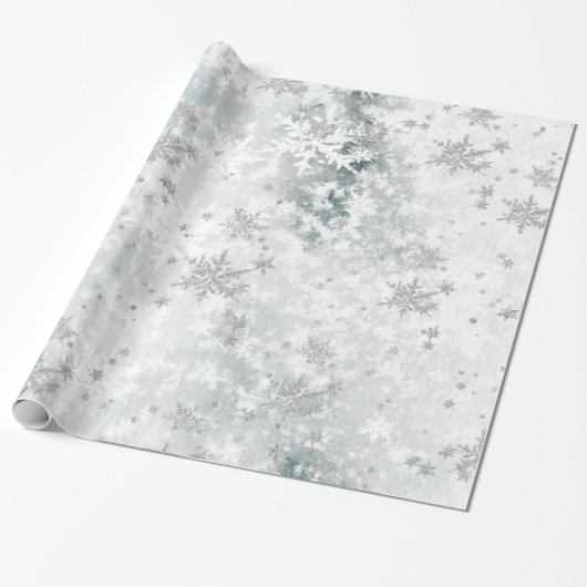 Bevroren meer Ice Fresh Fallen Silver Snowflakes Cadeaupapier (Uitgerold)