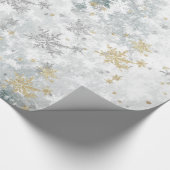 Bevroren meer Ice Fresh Gold & Silver Snowflakes Cadeaupapier (Hoek)