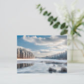 Bevroren meer in bos briefkaart (Staand voorkant)