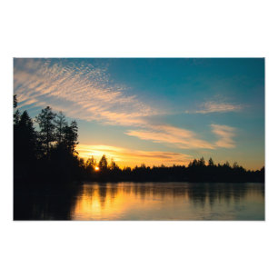 Bevroren meer op Sunset Foto Afdruk