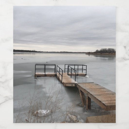 Bevroren meerdok wijn etiket (Enkel label)