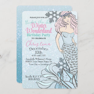 Bevroren Mermaid Princess Winter Theme Party Kaart