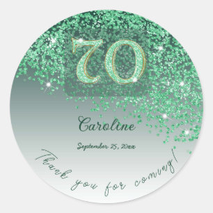 Bevroren Mintgroene Glitters 70e Verjaardag Bedank Ronde Sticker
