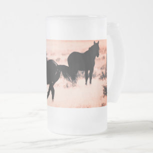 Bevroren Mok van 16 oz glas met WILDE HORSES