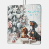 Bevroren pastel Dachshund Kerst Ornament (Links)