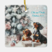 Bevroren pastel Dachshund Kerst Ornament (Voorkant)