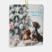 Bevroren pastel teckel kerstversiering keramisch ornament (Rechts)