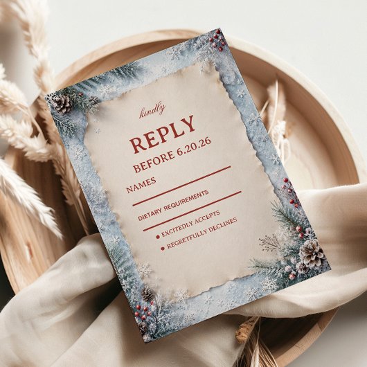 Bevroren perkament omlijst RSVP kaartje