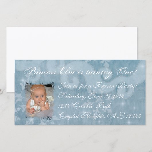 Bevroren Prinses Elsa Uitnodiging (Voorkant / Achterkant)