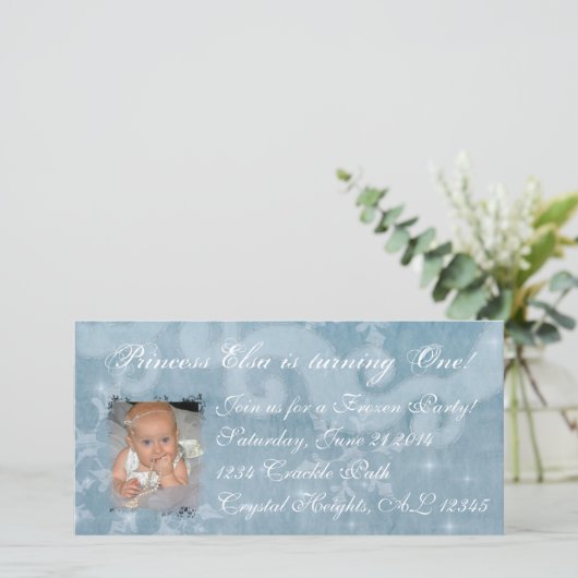 Bevroren Prinses Elsa Uitnodiging (Staand voorkant)