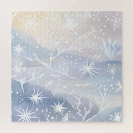 Bevroren Raam | Mooie Sneeuwende Winter Scène Legpuzzel