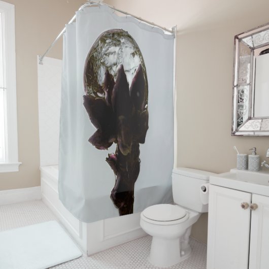 Bevroren regendruppels op boomtakfoto douchegordijn (In situ)