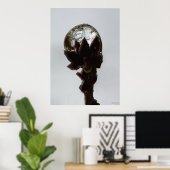 Bevroren regendruppels op boomtakfoto poster (Thuiskantoor)