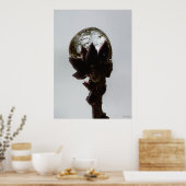 Bevroren regendruppels op boomtakfoto poster (Keuken)