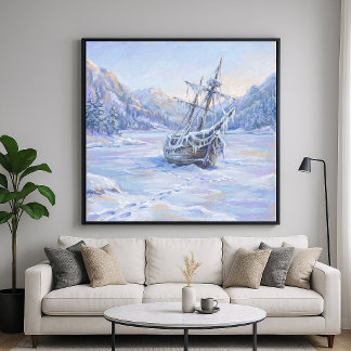 Bevroren Reis - Impressionistische Landschapsstijl Poster