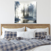 Bevroren rivier met berijpte bomen canvas afdruk (Insitu (Slaapkamer))