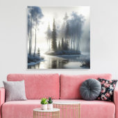 bevroren rivier met bevroren bomen canvas afdruk (Insitu (Woonkamer))