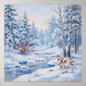 Bevroren Rivier - Schilderstijl Landschapskunst Poster (Voorkant)