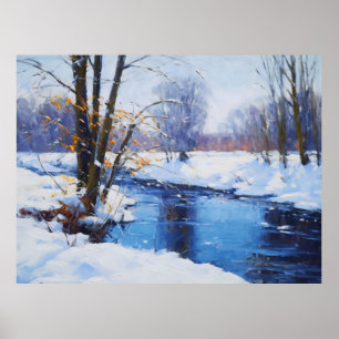 Bevroren rivieroevers in het Havelland landschap Poster