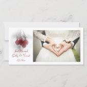 Bevroren Rode Bessen Winter Net Getrouwd Fotokaart Aankondiging (Voorkant)