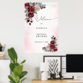 Bevroren Rozen Winter Bruidsbruiloft Welkom Poster (Thuiskantoor)