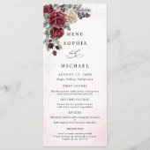 Bevroren Rozen Winter Bruiloft Menu (Voorkant)