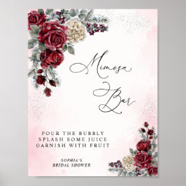 Bevroren Rozen Winter Bruiloft Mimosa Bar Bord Poster