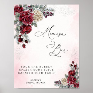 Bevroren Rozen Winter Bruiloft Mimosa Bar Bord Poster