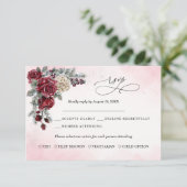 Bevroren Rozen Winter Bruiloft RSVP kaart (Staand voorkant)