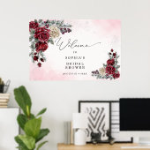 Bevroren Rozen Winter Bruiloftsborrel Welkom  Poster (Thuiskantoor)
